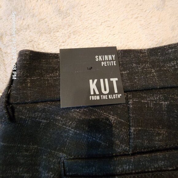 Kut From The Kloth Ellery Slim Straight Printed Pant Skinny 8 Petite Black/Grey - Picture 7 of 13